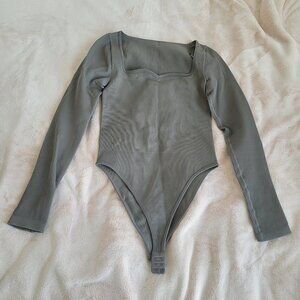 Grey sweetheart neckline bodysuit